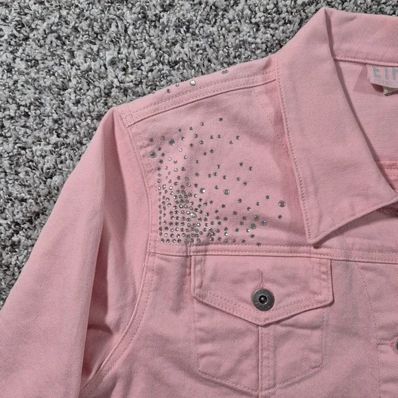 Ethyl Premium Denim Rhinestone Pink Western Jacket Country Cowgirl Womens Large - Picture 3 of 13